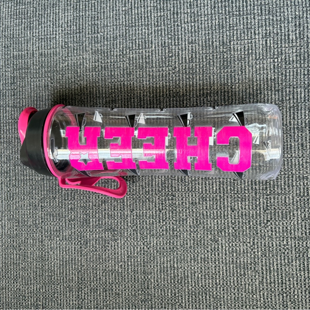Cheer Water Bottle with Pink Lettering